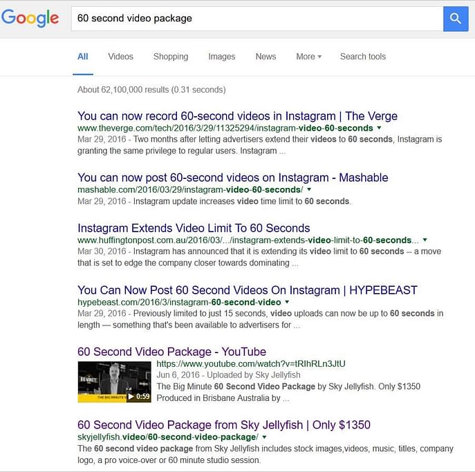 Google Search Results Video SEO