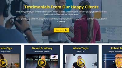 our happy clients page with video testimonials